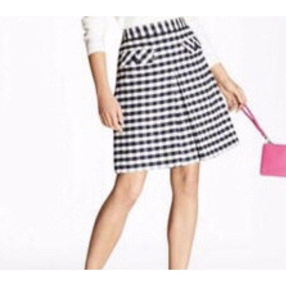 Brooks Brothers | Red Fleece Tweed Plaid Skirt Womens Size 8 Blue Slit - Picture 2 of 12